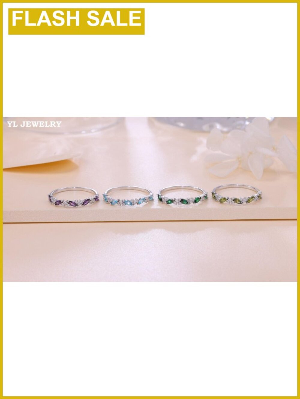 Sterling Silver 18K White Gold Plated Eternity Stackable Ring - Picture 6 of 6